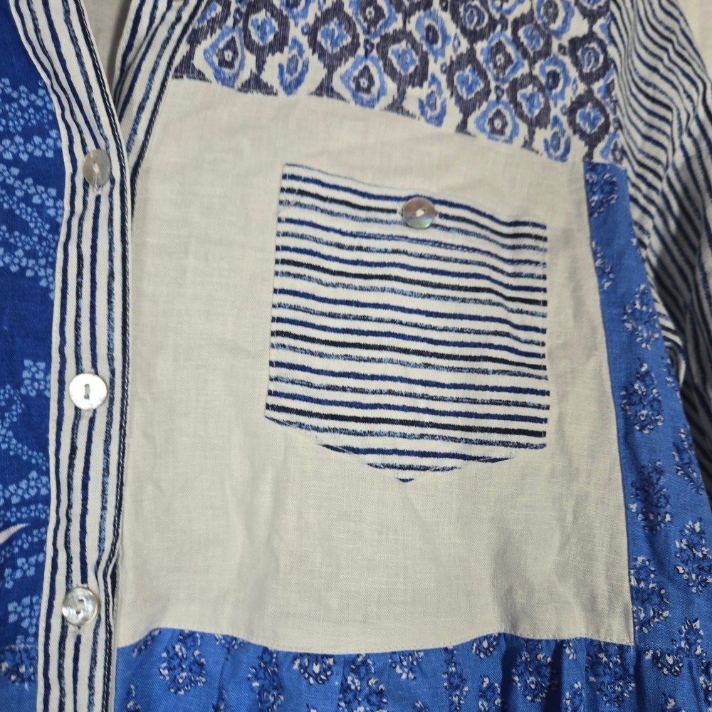 NWT Multiples Patchwork Button Shirt Medium Mixed… - image 7